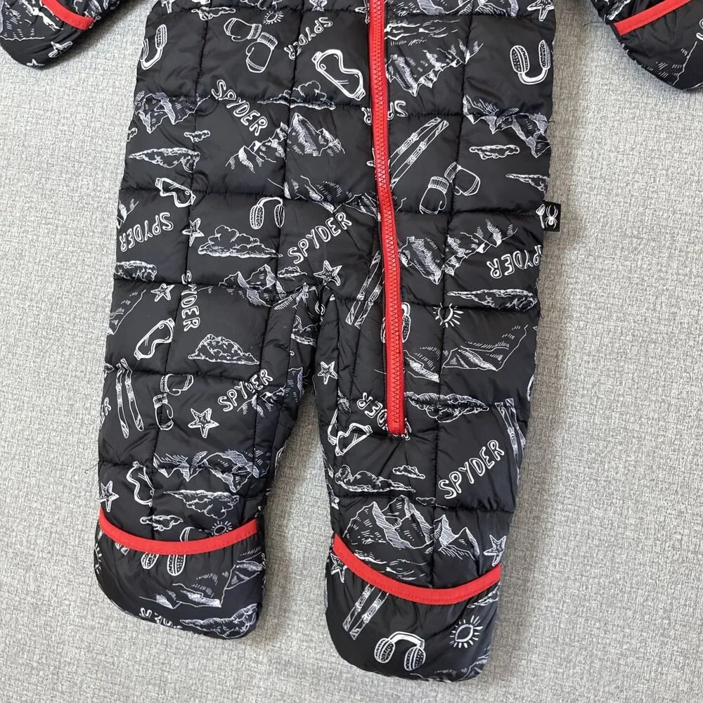 Spyder Toddler Snowsuit  Black Red Hooded Winter Bunting One Piece Ski Suit 18 M